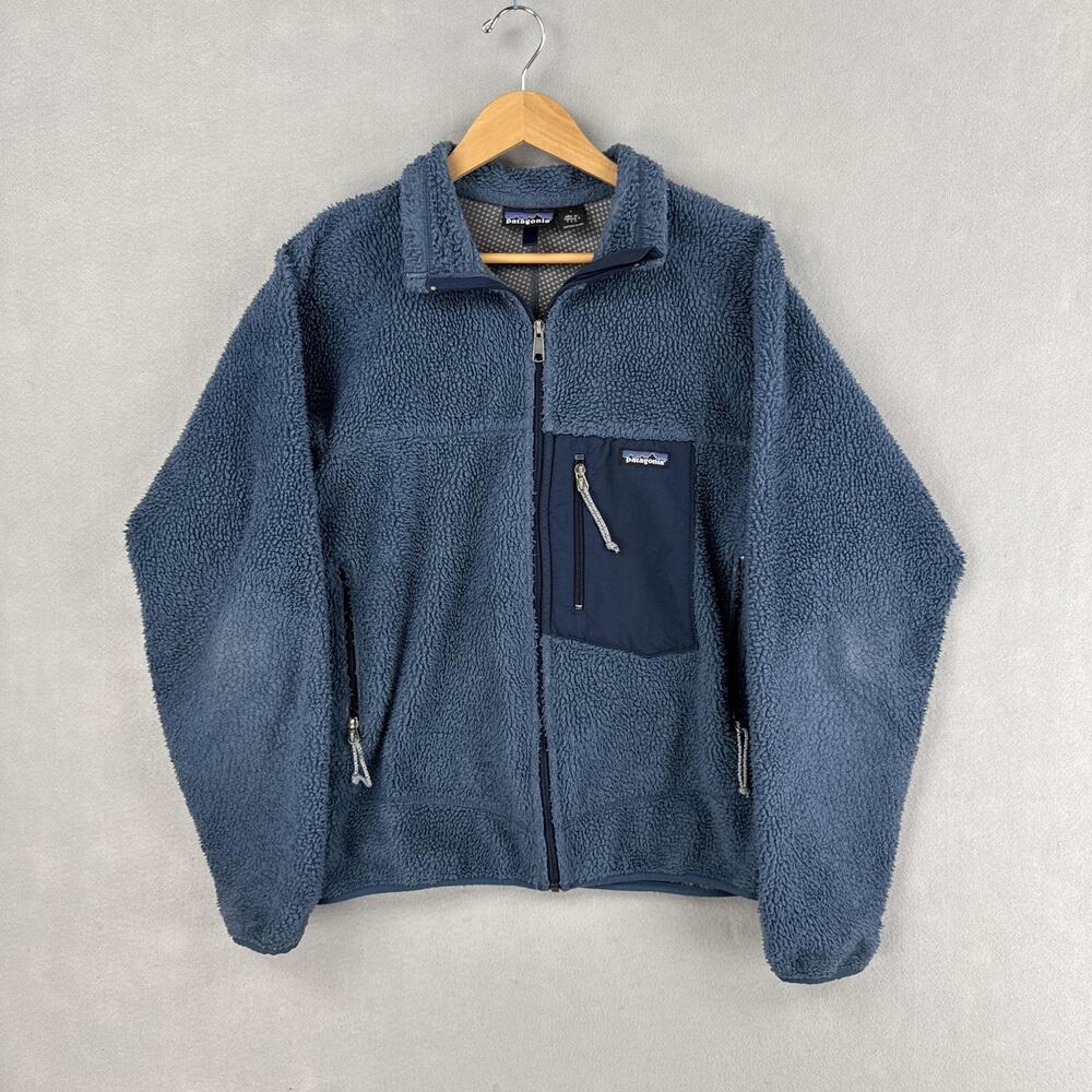 Vintage Patagonia Jacket Mens Large Blue Retro-X Fleece Full Zip Windproof USA